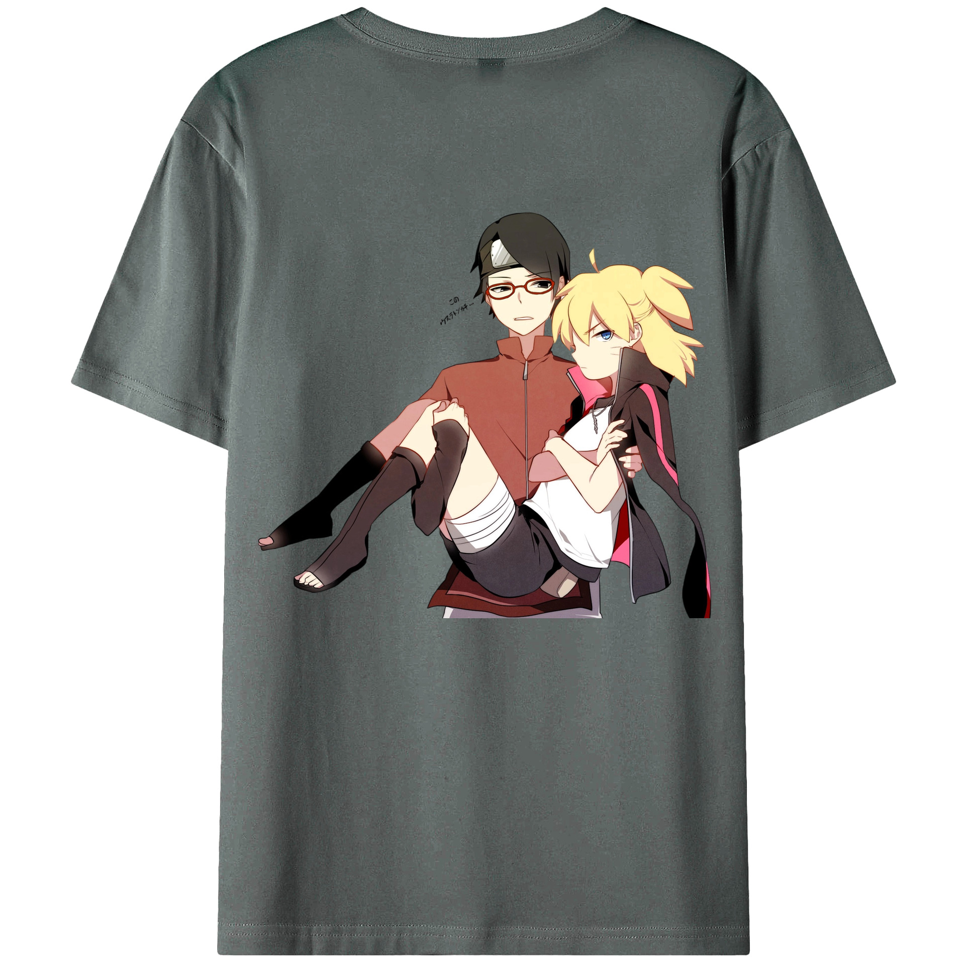 （画像用） NARUTO -ナルト- うちは サラダ Uchiha Sarada 綿100％ メンズ半袖Tシャツ（バックプリント） 通気性